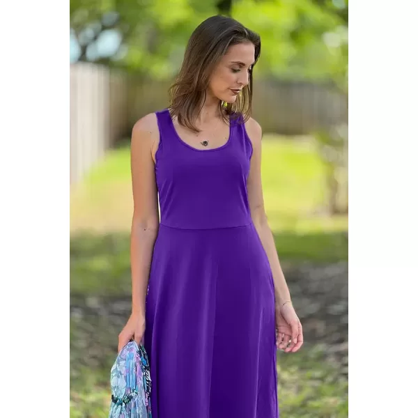 STYLEWORD Womens Summer Dress Casual Sleeveless Scoop Neck ALine Tank Midi SundressBpurple