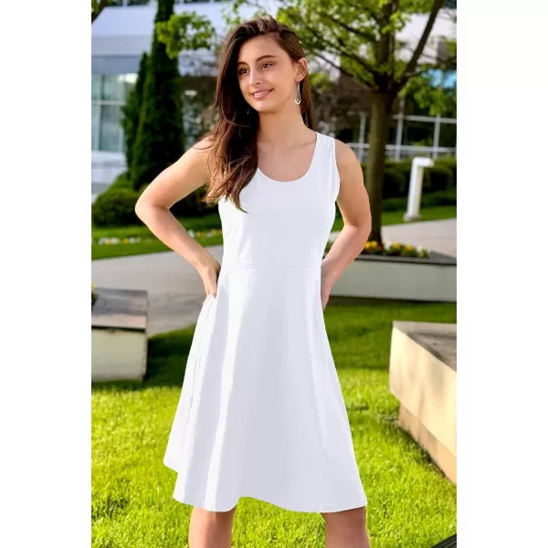 STYLEWORD Womens Summer Dress Casual Sleeveless Scoop Neck ALine Tank Midi SundressBwhite