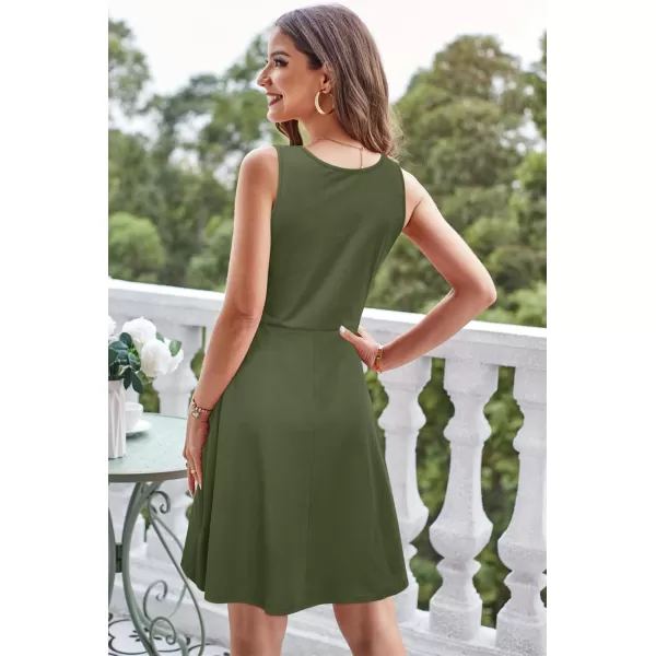 STYLEWORD Womens Summer Dress Casual Sleeveless Scoop Neck ALine Tank Midi SundressCarmy Green