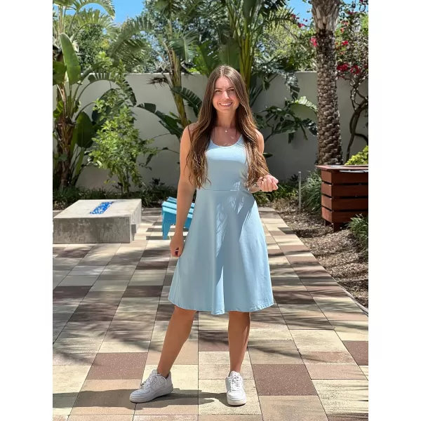 STYLEWORD Womens Summer Dress Casual Sleeveless Scoop Neck ALine Tank Midi SundressCbaby Blue