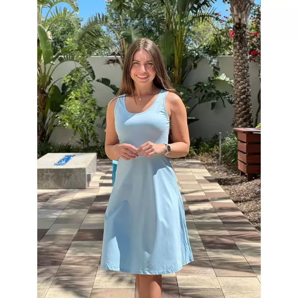 STYLEWORD Womens Summer Dress Casual Sleeveless Scoop Neck ALine Tank Midi SundressCbaby Blue
