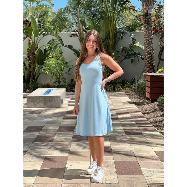 STYLEWORD Womens Summer Dress Casual Sleeveless Scoop Neck ALine Tank Midi SundressCbaby Blue
