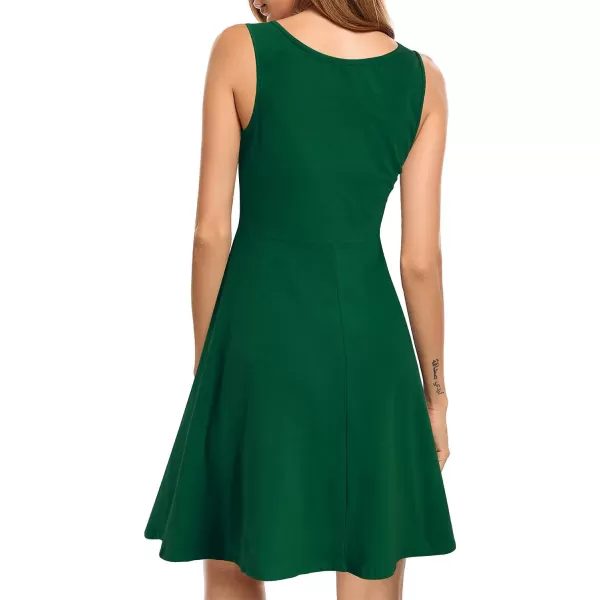 STYLEWORD Womens Summer Dress Casual Sleeveless Scoop Neck ALine Tank Midi SundressCdark Green