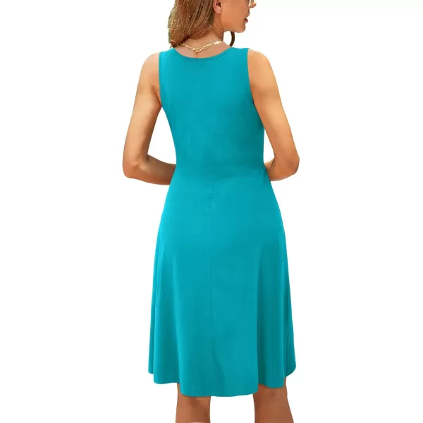 STYLEWORD Womens Summer Dress Casual Sleeveless Scoop Neck ALine Tank Midi SundressClake Blue