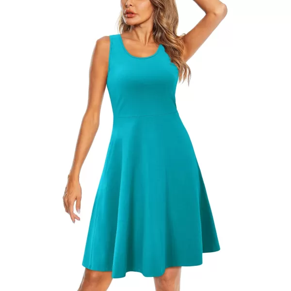 STYLEWORD Womens Summer Dress Casual Sleeveless Scoop Neck ALine Tank Midi SundressClake Blue