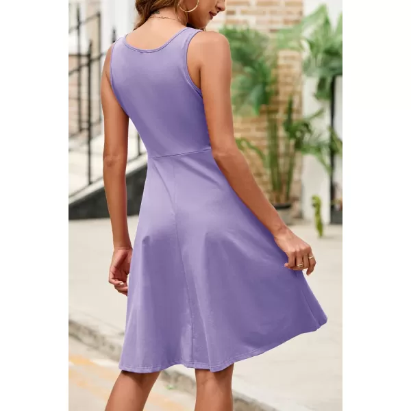 STYLEWORD Womens Summer Dress Casual Sleeveless Scoop Neck ALine Tank Midi SundressClight Purple