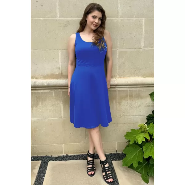 STYLEWORD Womens Summer Dress Casual Sleeveless Scoop Neck ALine Tank Midi SundressCroyal Blue02