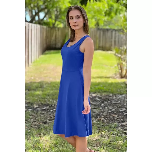 STYLEWORD Womens Summer Dress Casual Sleeveless Scoop Neck ALine Tank Midi SundressCroyal Blue02