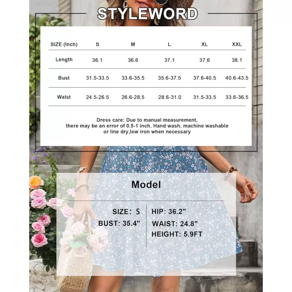 STYLEWORD Womens Summer Dress Casual Sleeveless Scoop Neck ALine Tank Midi SundressLight Blue White Floral