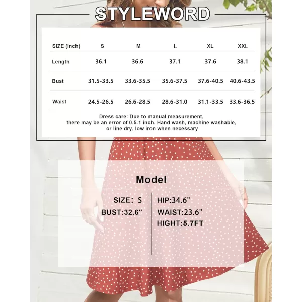 STYLEWORD Womens Summer Dress Casual Sleeveless Scoop Neck ALine Tank Midi SundressOrange White Dots