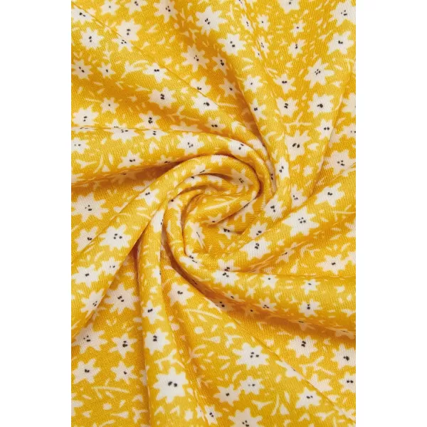 STYLEWORD Womens Summer Dress Casual Sleeveless Scoop Neck ALine Tank Midi SundressYellow White Floral