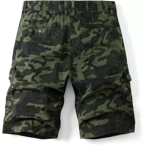 chouyatou Mens Active Straight Leg Camouflage Print Summer Outdoor Cargo ShortsArmy Green