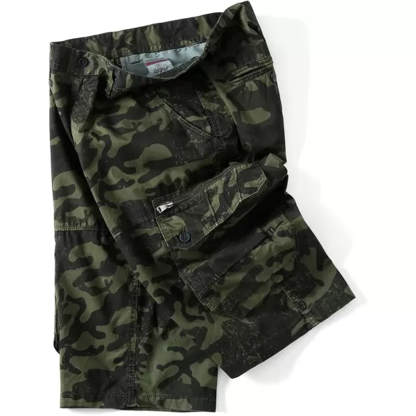 chouyatou Mens Active Straight Leg Camouflage Print Summer Outdoor Cargo ShortsArmy Green