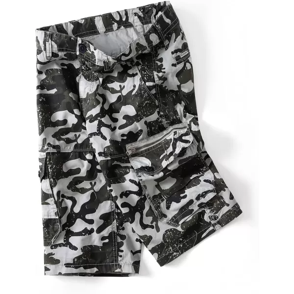 chouyatou Mens Active Straight Leg Camouflage Print Summer Outdoor Cargo ShortsGrey