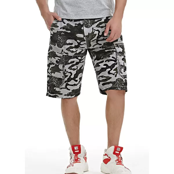 chouyatou Mens Active Straight Leg Camouflage Print Summer Outdoor Cargo ShortsGrey