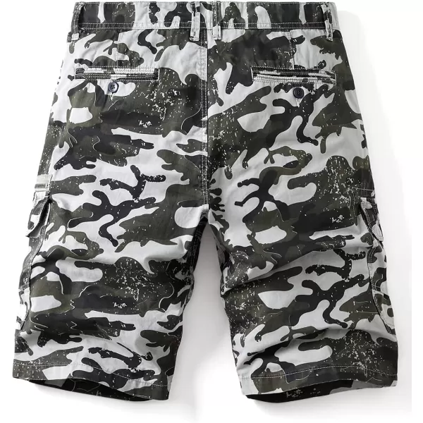 chouyatou Mens Active Straight Leg Camouflage Print Summer Outdoor Cargo ShortsGrey