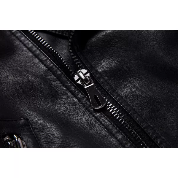 chouyatou Mens Vintage Asymmetric Zip Lightweight Faux Leather Biker JacketBlack