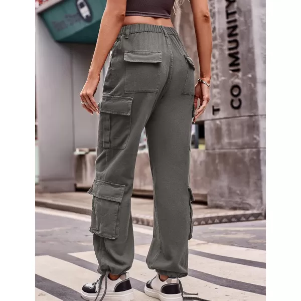 chouyatou Womens Baggy Cargo Pants Y2K Casual Cargo Jeans boyfriend High Waist Parachute PantsGrey
