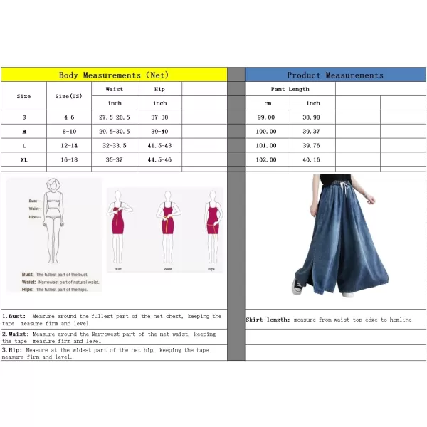 chouyatou Womens Casual Wide Leg Denim Pants Baggy Culotte Jeans Drawstring Waist Loose TrousersDark Blue