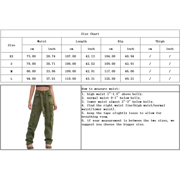 chouyatou Womens Multi Pockets Cargo Utility High Waist Denim Pants Jeans StreetwearGrey