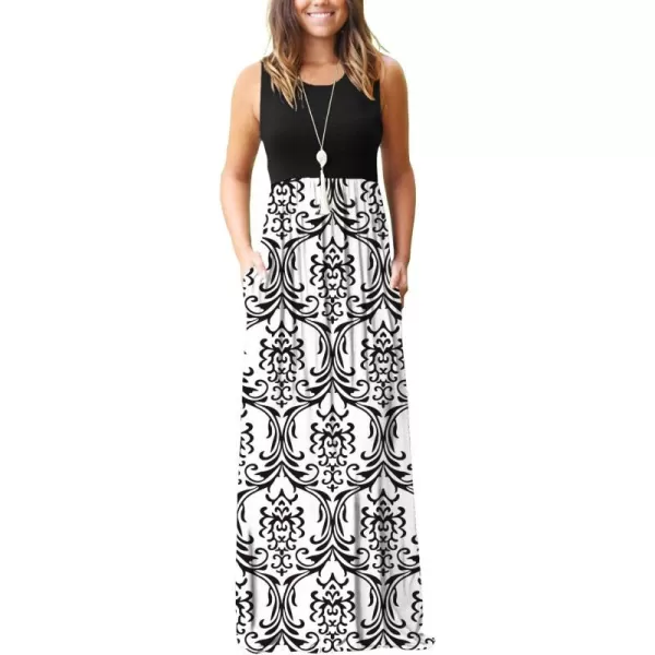 MOLERANI Womens Loose Plain Maxi Dresses Casual Long Dresses with Pockets02 Black White