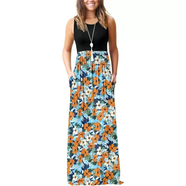 MOLERANI Womens Loose Plain Maxi Dresses Casual Long Dresses with Pockets02 Blue Morning Glory