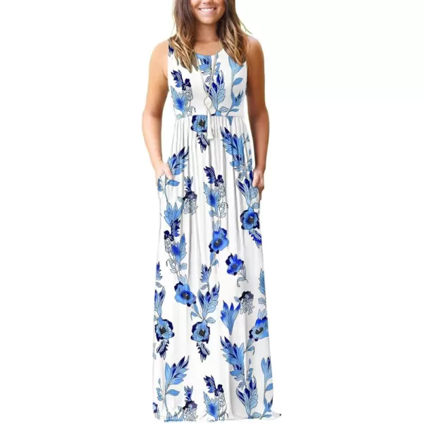 MOLERANI Womens Loose Plain Maxi Dresses Casual Long Dresses with Pockets02 Blue White