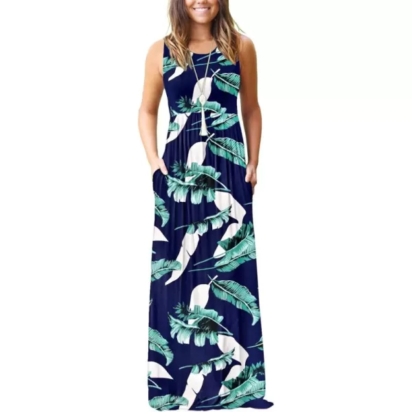 MOLERANI Womens Loose Plain Maxi Dresses Casual Long Dresses with Pockets02 Print Blue