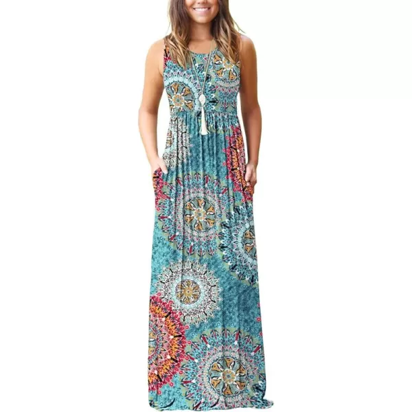 MOLERANI Womens Loose Plain Maxi Dresses Casual Long Dresses with Pockets02 Print Green