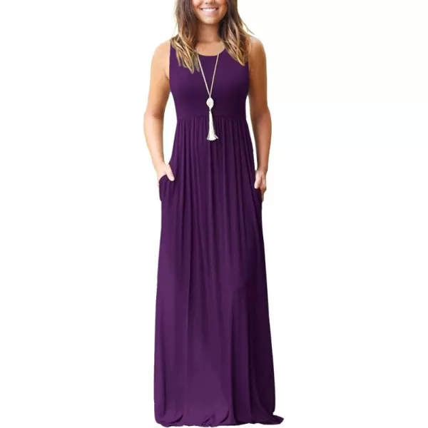 MOLERANI Womens Loose Plain Maxi Dresses Casual Long Dresses with Pockets02 Purple
