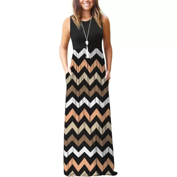 MOLERANI Womens Loose Plain Maxi Dresses Casual Long Dresses with Pockets02 Striped Black