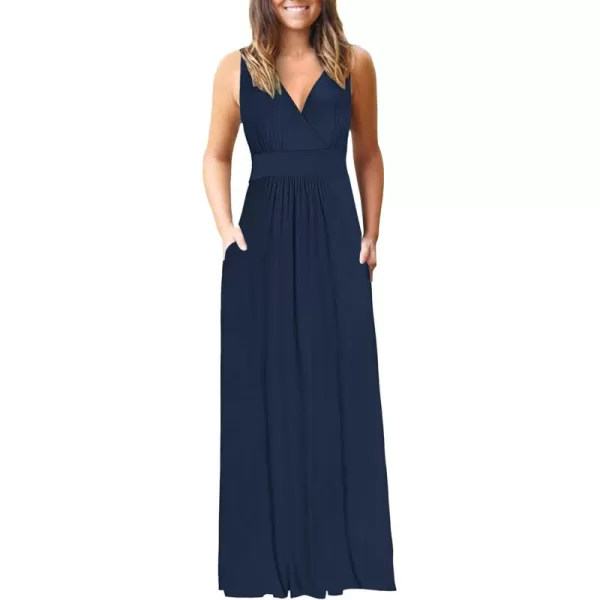 MOLERANI Womens Loose Plain Maxi Dresses Casual Long Dresses with Pockets03 Navy Blue