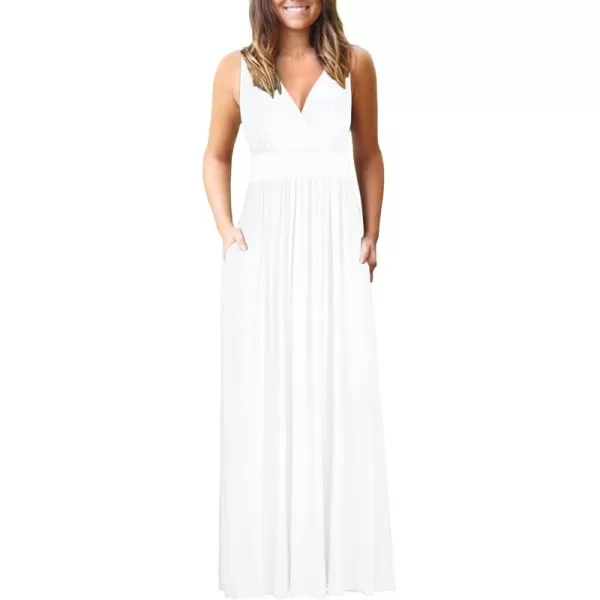 MOLERANI Womens Loose Plain Maxi Dresses Casual Long Dresses with Pockets03 White