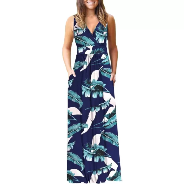 MOLERANI Womens Loose Plain Maxi Dresses Casual Long Dresses with Pockets04 Print Blue