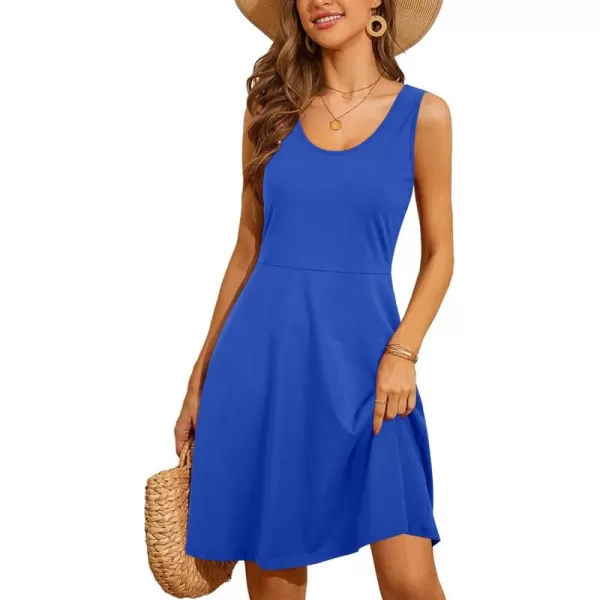 STYLEWORD Womens Summer Dress Casual Sleeveless Scoop Neck ALine Tank Midi SundressCroyal Blue02