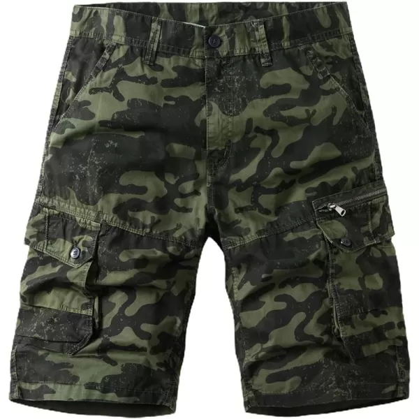 chouyatou Mens Active Straight Leg Camouflage Print Summer Outdoor Cargo ShortsArmy Green