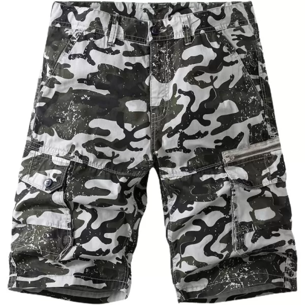 chouyatou Mens Active Straight Leg Camouflage Print Summer Outdoor Cargo ShortsGrey