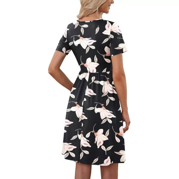 MOLERANI Women Summer Casual Short Sleeve Dresses Button Down Skater Dress with PocketsMorning Glory