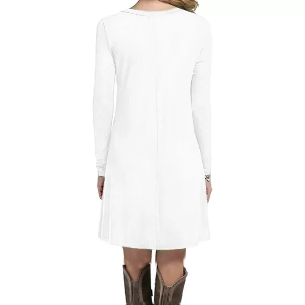 MOLERANI Womens Casual Plain Simple Long Sleeve TShirt Loose DressWhite