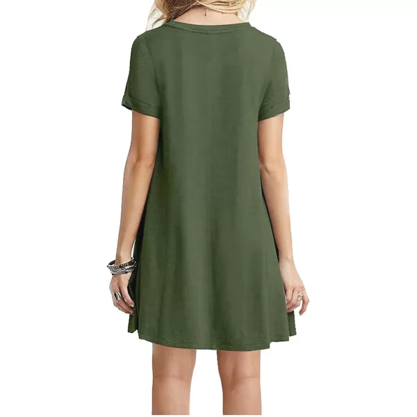 MOLERANI Womens Casual Plain Simple TShirt Loose Dress01 Army Green
