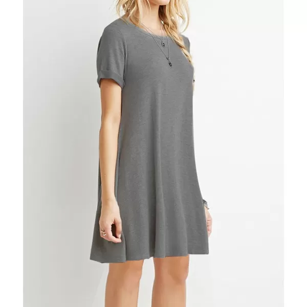 MOLERANI Womens Casual Plain Simple TShirt Loose Dress01 Grey