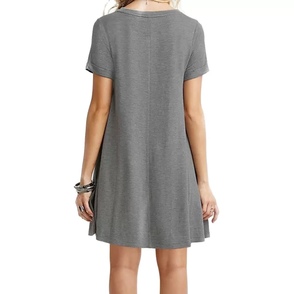 MOLERANI Womens Casual Plain Simple TShirt Loose Dress01 Grey