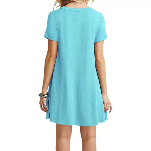 MOLERANI Womens Casual Plain Simple TShirt Loose Dress01 Light Blue