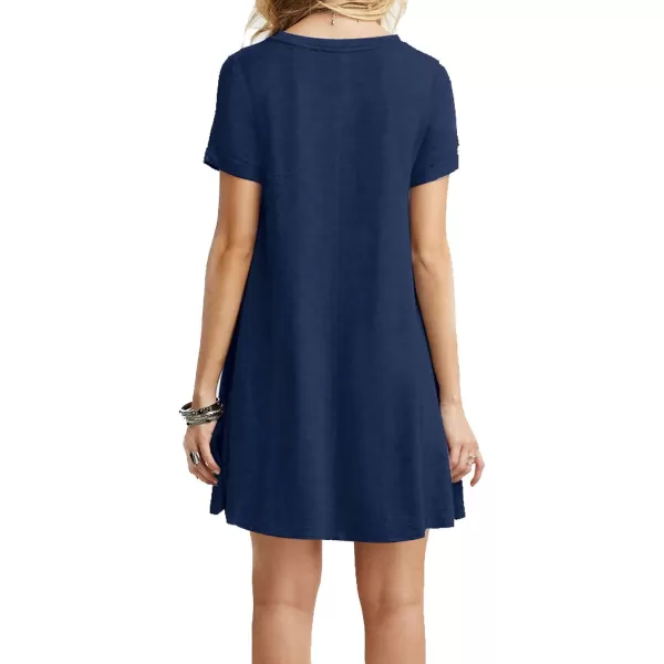 MOLERANI Womens Casual Plain Simple TShirt Loose Dress01 Navy Blue