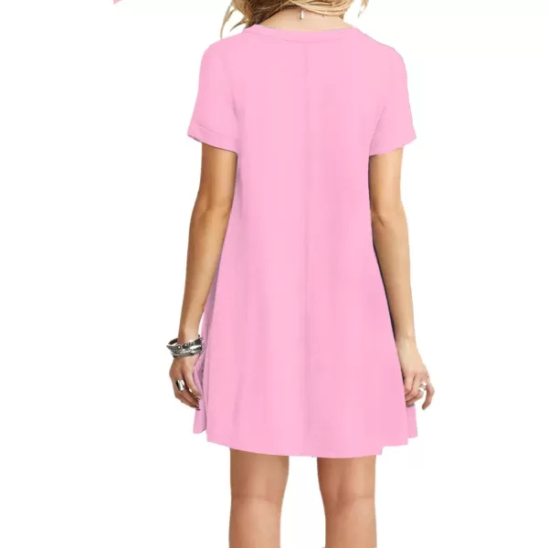 MOLERANI Womens Casual Plain Simple TShirt Loose Dress01 New Pink