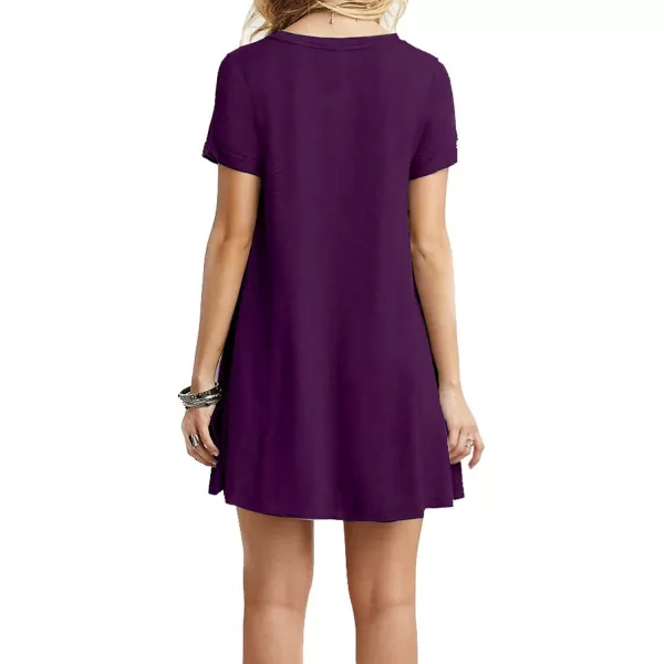 MOLERANI Womens Casual Plain Simple TShirt Loose Dress01 Purple
