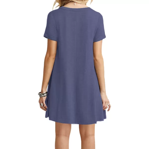 MOLERANI Womens Casual Plain Simple TShirt Loose Dress01 Purple Grey