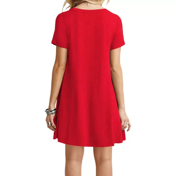 MOLERANI Womens Casual Plain Simple TShirt Loose Dress01 Red