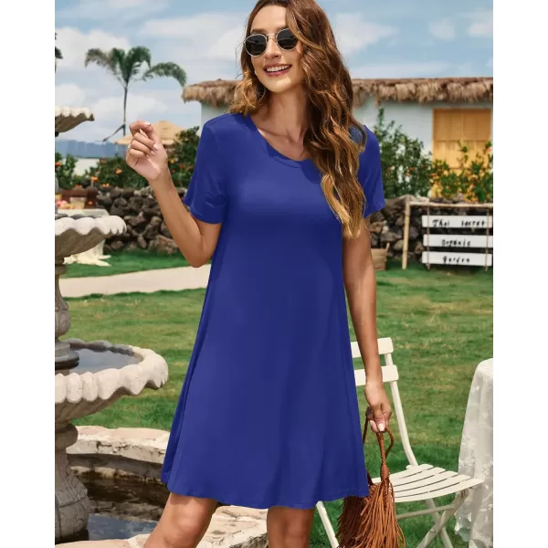 MOLERANI Womens Casual Plain Simple TShirt Loose Dress01 Royal Blue