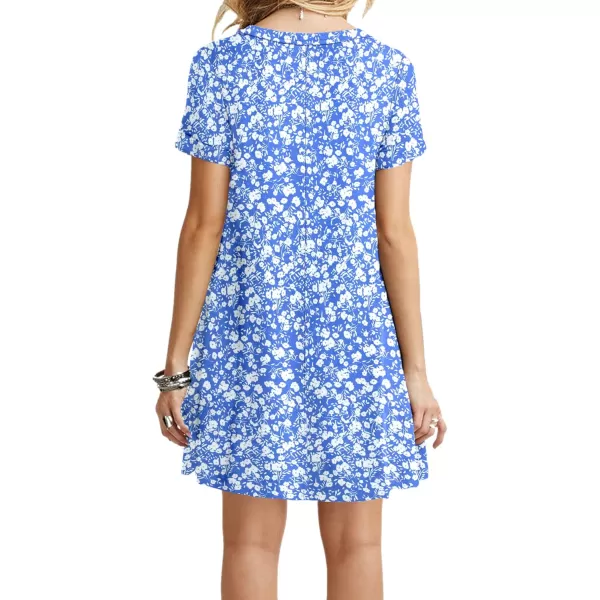 MOLERANI Womens Casual Plain Simple TShirt Loose Dress02 Blue White Flower